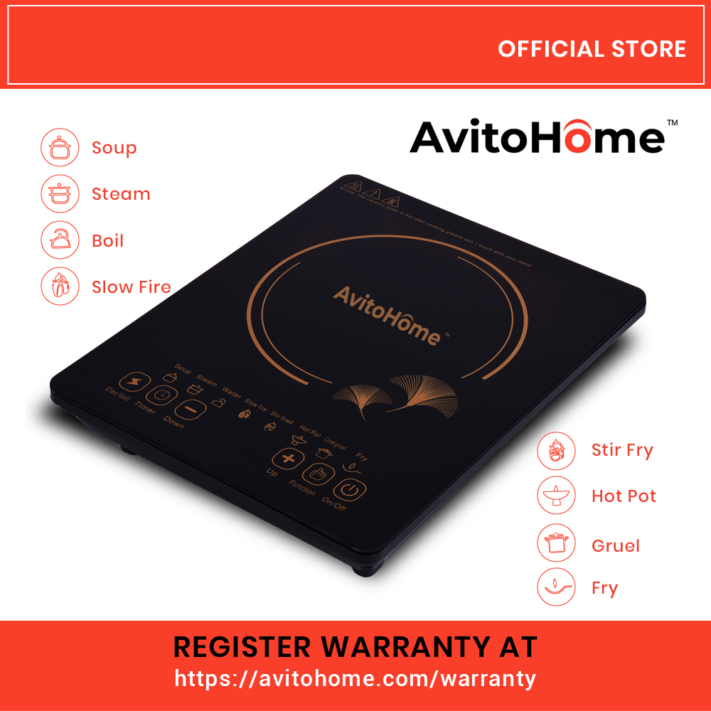 [Avitohome.com] Induction Cooker 2200W | Tocuh Screen Tempered Glass Induction Cooker  | High Power Induction Cooker