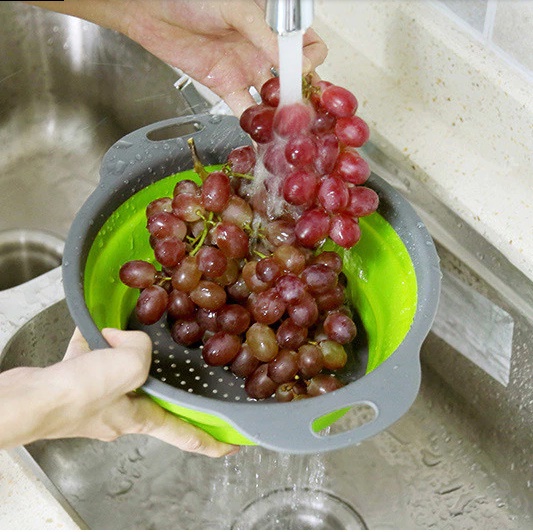 Foldable Strainer Fruit Vegetable Washing Basket Colander Dish Drainer Silicon Colander