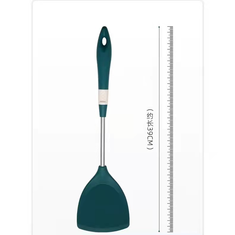 KITCHEN SILICONE SPATULA SHOVEL SILICON SOUP SPOON NonStick Heat Resistant Stainless Steel