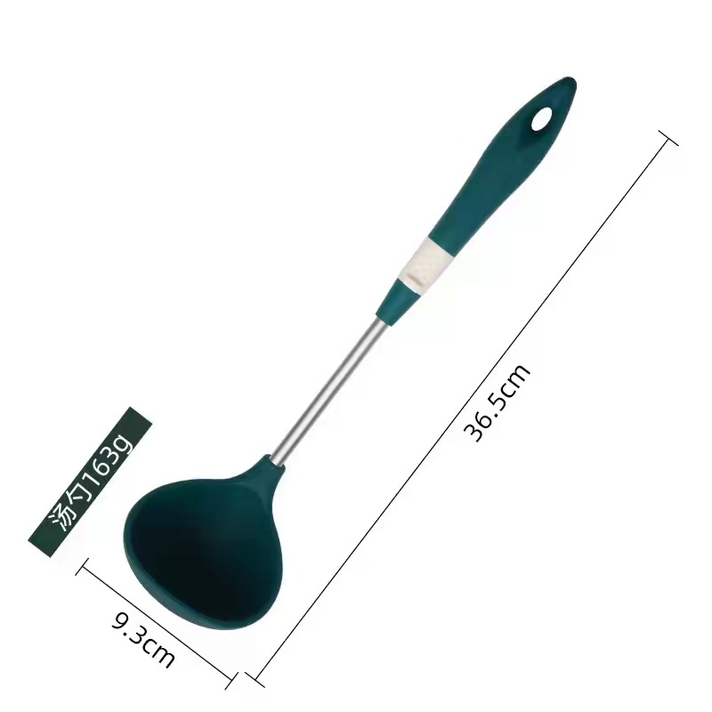 KITCHEN SILICONE SPATULA SHOVEL SILICON SOUP SPOON NonStick Heat Resistant Stainless Steel