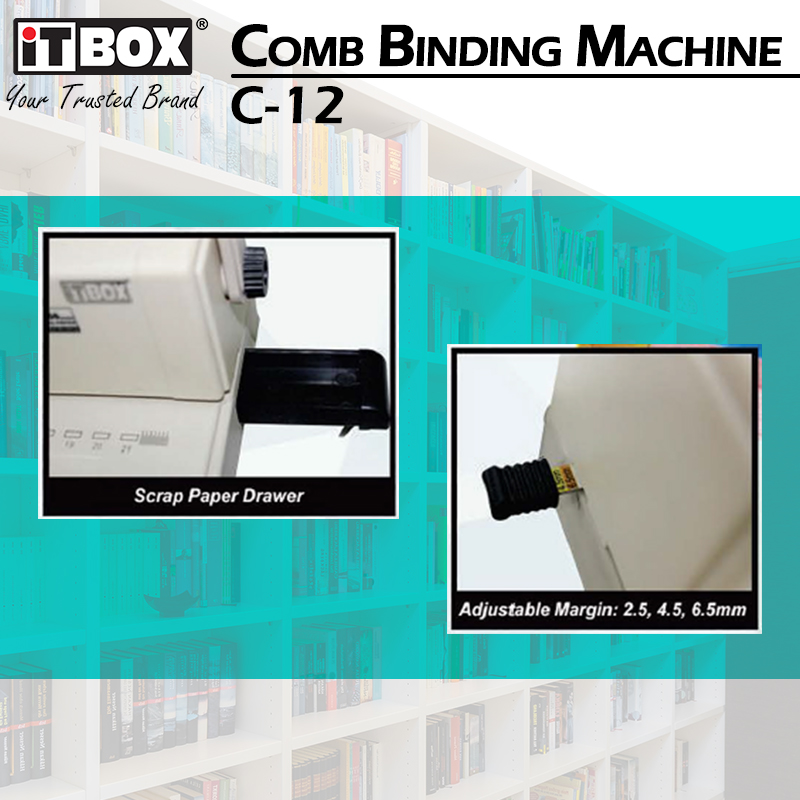 iTBOX Comb Binding Machine C-12 | Heavy Duty Comb Binder | A4 Paper Puncher Binding | Document Bin