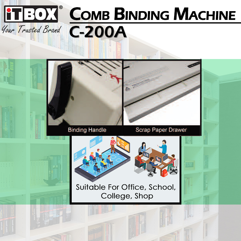 iTBOX Comb Binding Machine C200A | Heavy Duty Comb Binder