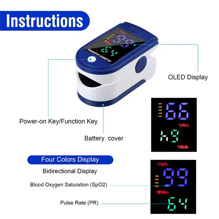 Pulse Oximeter Blood Oxygen Oximeter Portable Oximeter Fingertip Oximeter Spo2 Oxygen Monitor