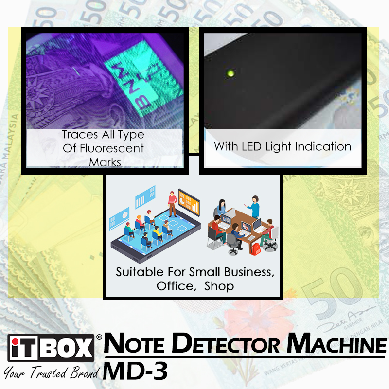 Bank Money UV Detector iTBOX MD-3 | Fake Note Detector Note Detector | Mesin UV Wang Palsu |