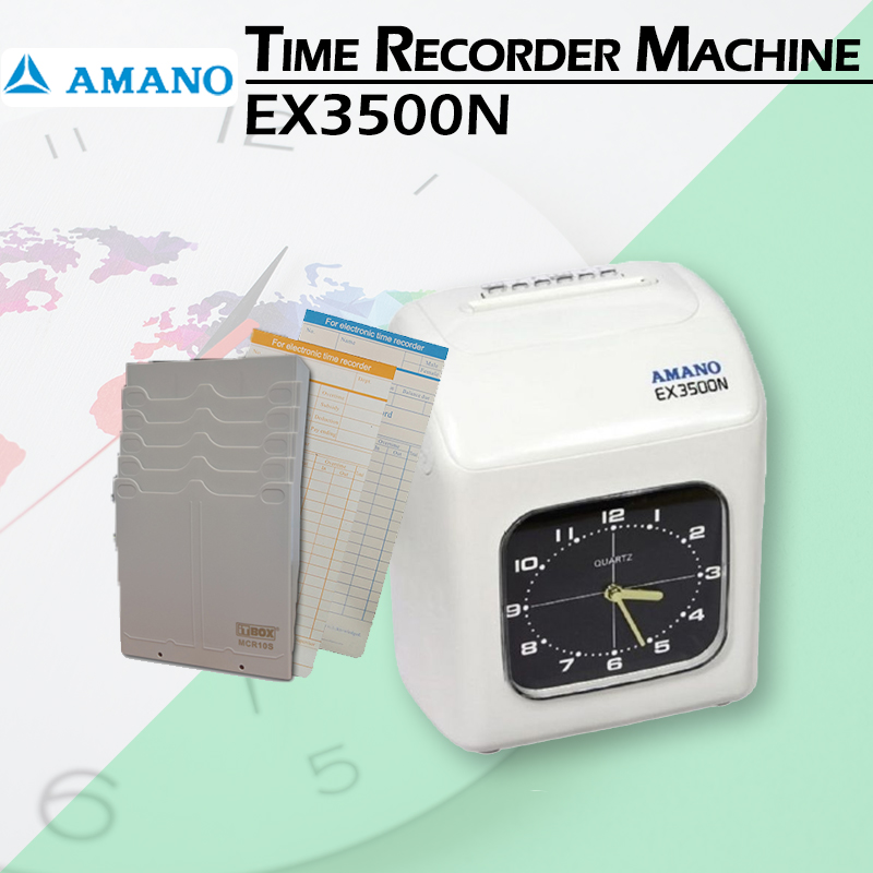 AMANO EX3500 Time Recorder Punch Card Machine With Card & Rack Aston