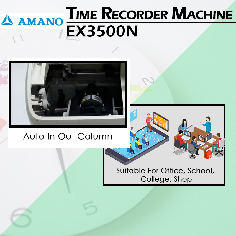 AMANO EX3500 Time Recorder Punch Card Machine With Card & Rack Aston