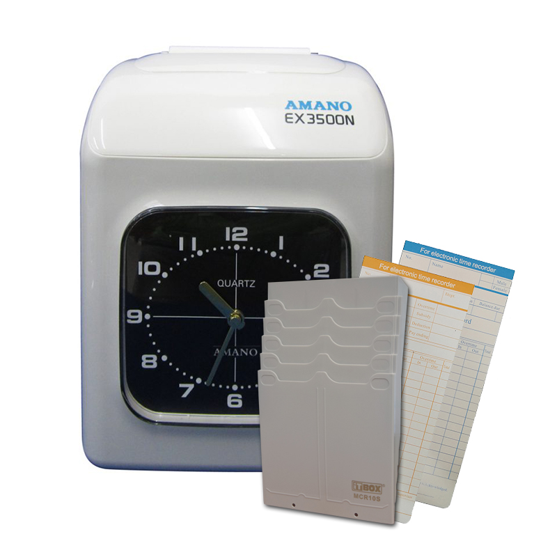 AMANO EX3500 Time Recorder Punch Card Machine With Card & Rack Aston