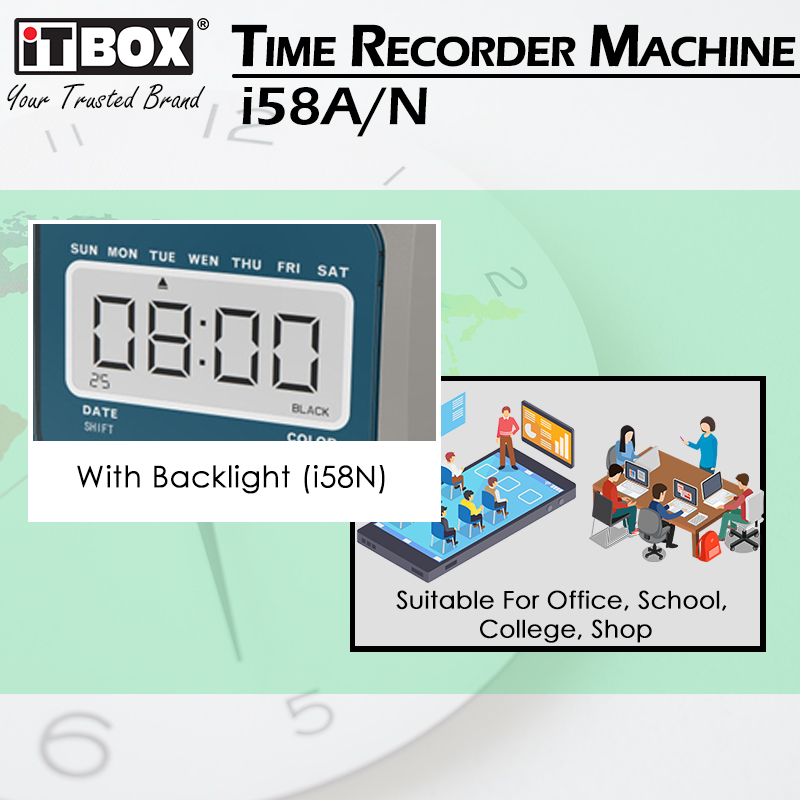 iTBOX i58N i58A Time Recorder | Punch Card Machine | Attendance Machine | Mesin Kehadiran  |