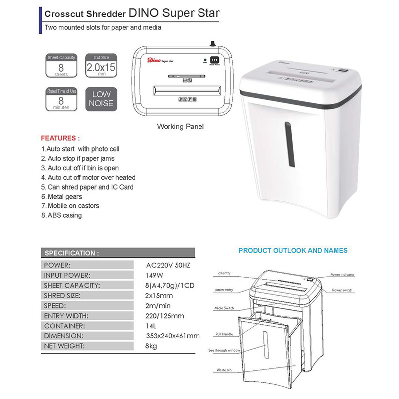 DINO Superstar Paper Shredder Machine | Mesin Perincih