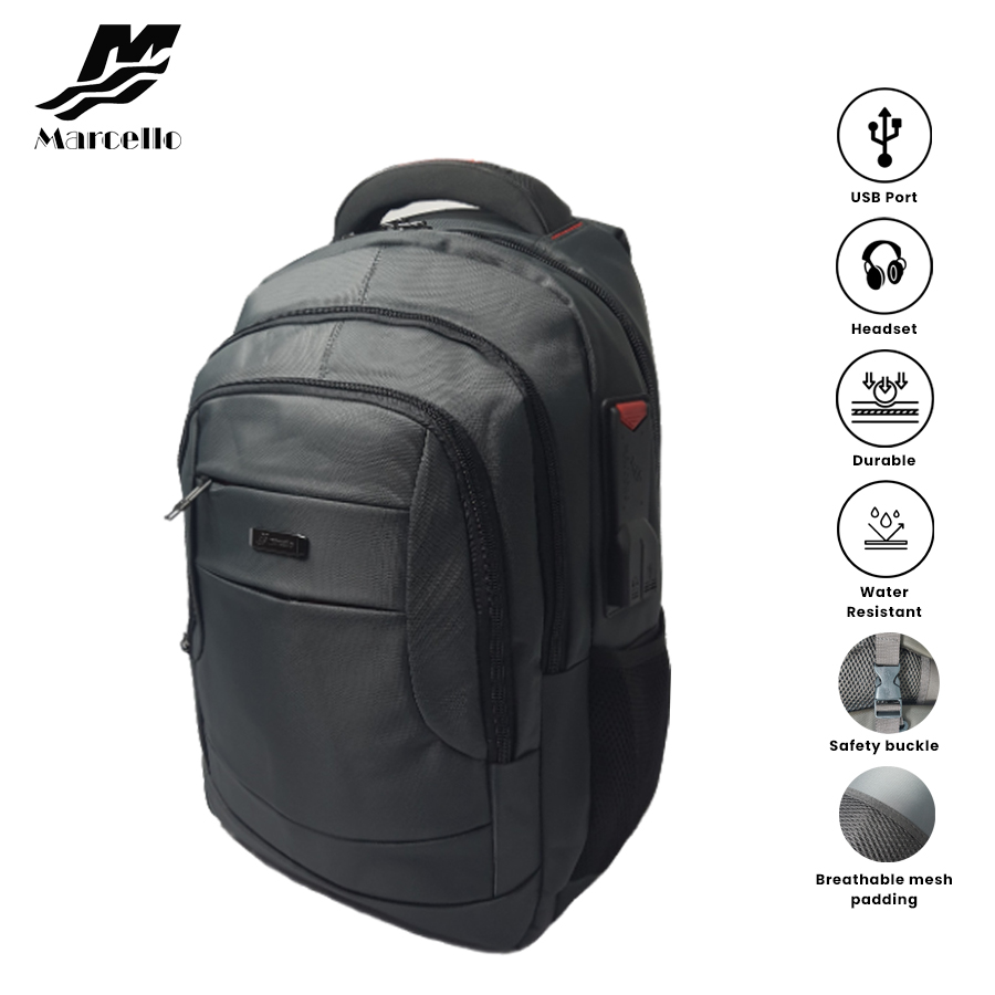 MARCELLO Multifunctional Laptop Backpack with USB Charging & Headphone Port (1") MC09-M18153