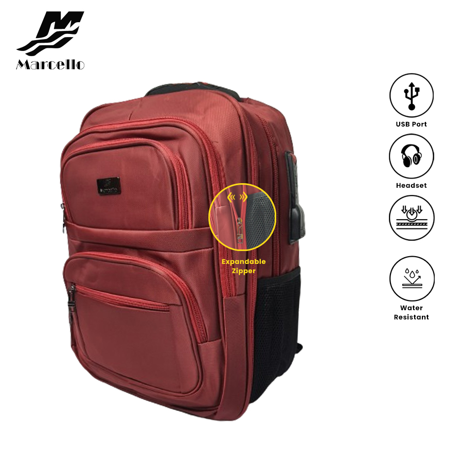 MARCELLO Multifunctional Laptop Backpack with USB Charging & Headphone Port (1") MC09-M18232