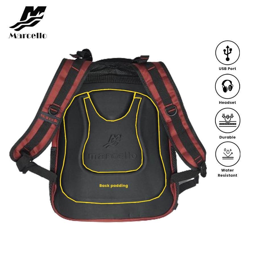 MARCELLO Multifunctional Laptop Backpack with USB Charging & Headphone Port (1") MC09-M18232