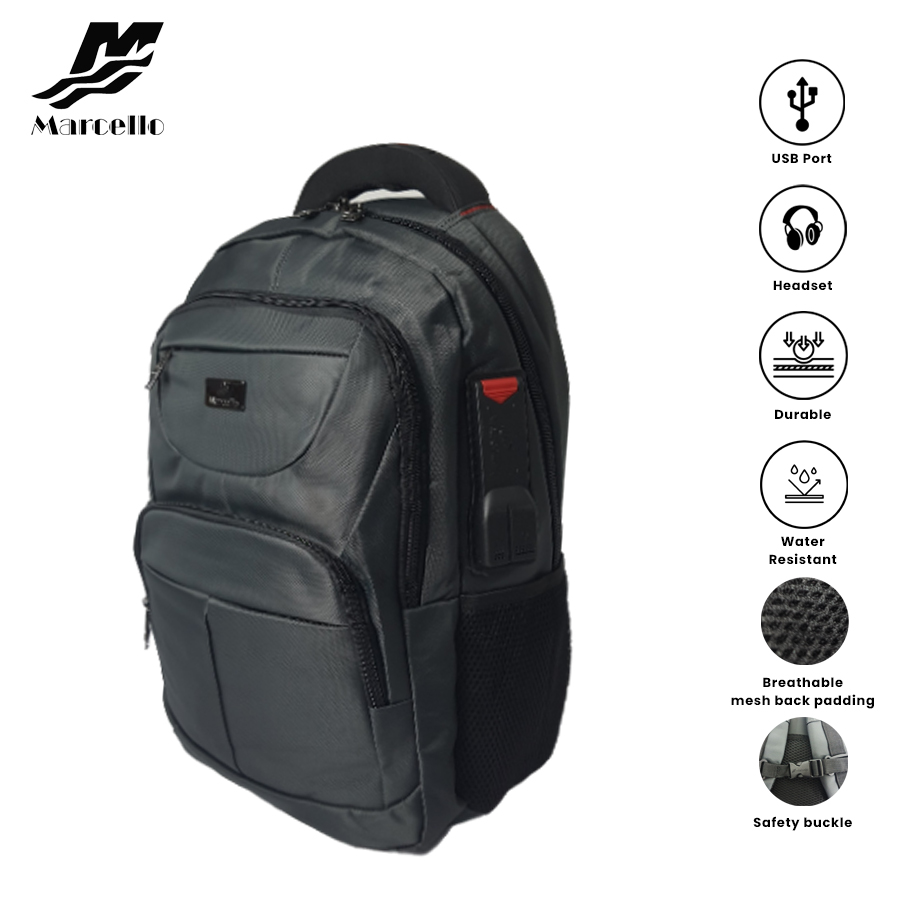 MARCELLO Multifunctional Laptop Backpack with USB Charging & Headphone Port (1") MC09-M18263