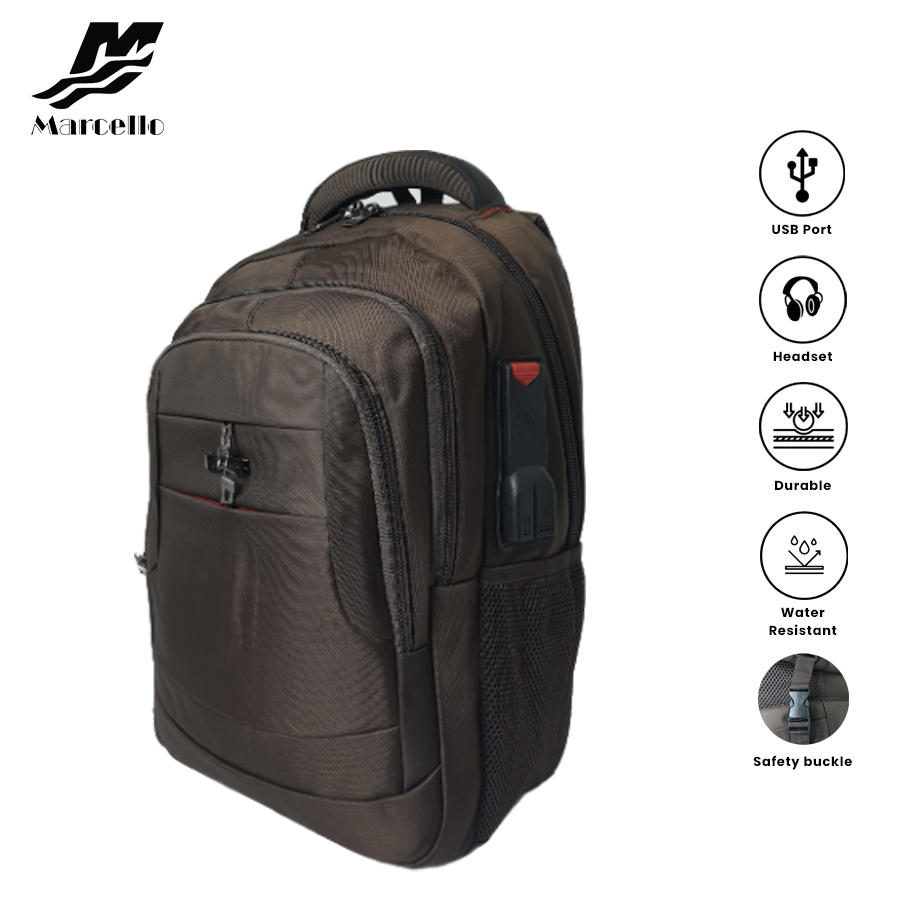 MARCELLO Multifunctional Laptop Backpack with USB Charging & Headphone Port (1") MC09-M19527
