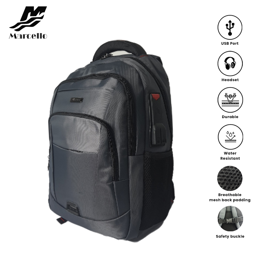 MARCELLO Multifunctional Laptop Backpack with USB Charging & Headphone Port (1") MC09-M19624
