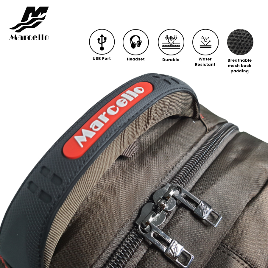 MARCELLO Multifunctional Laptop Backpack with USB Charging & Headphone Port (1") MC09-M19659