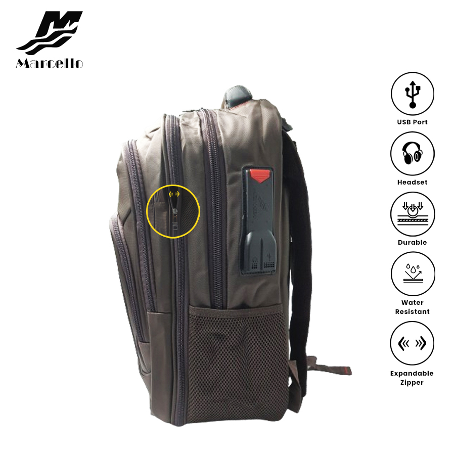 MARCELLO Multifunctional Laptop Backpack with USB Charging & Headphone Port (1") MC09-M18018