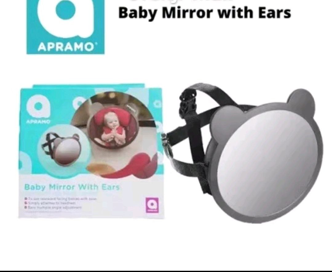 Apramo Baby Car Mirror with Ears for Back Seat Adjustable