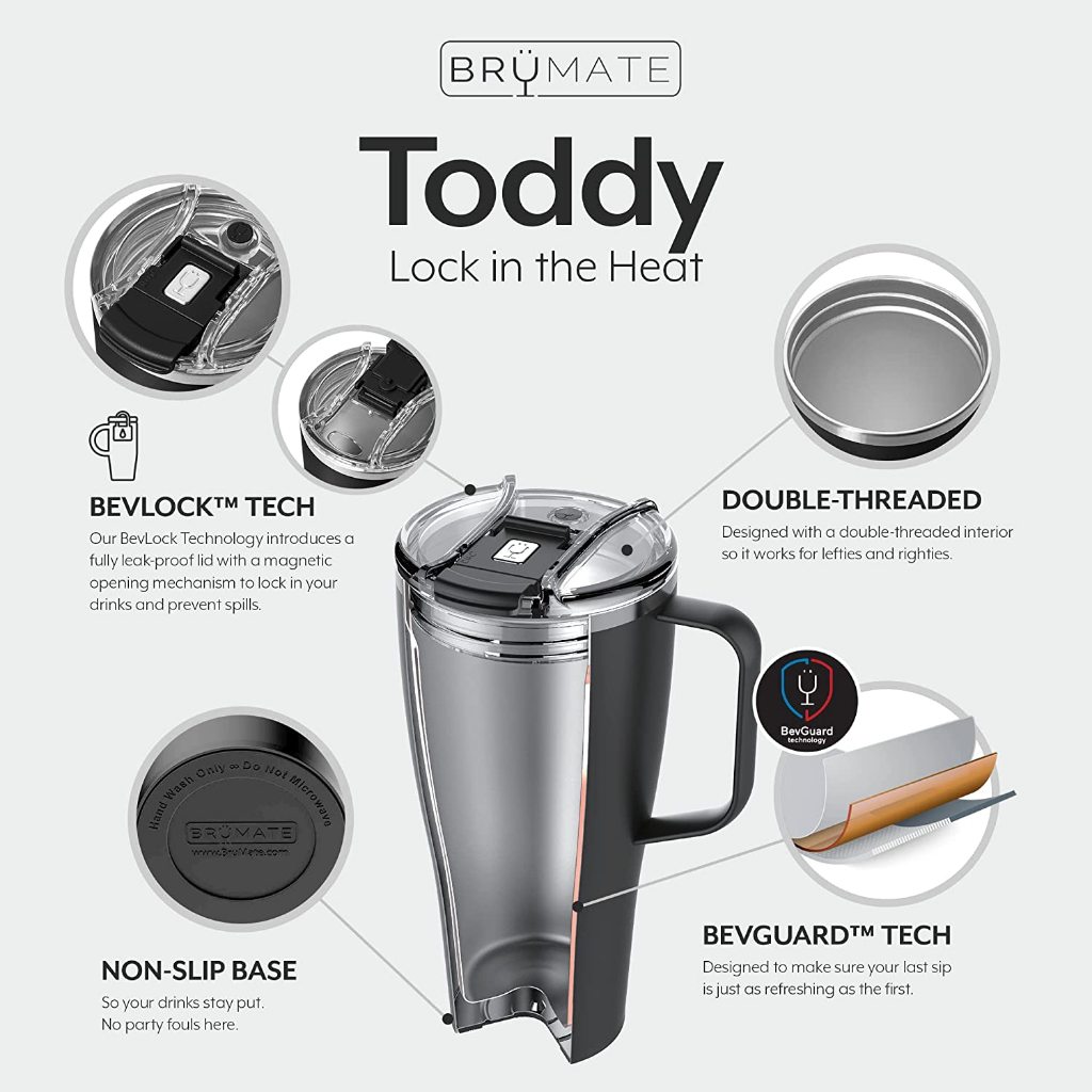 BrüMate TODDY Triple-Insulated Tumbler, Stainless Steel Tea & Coffee Mug  650mL/22oz