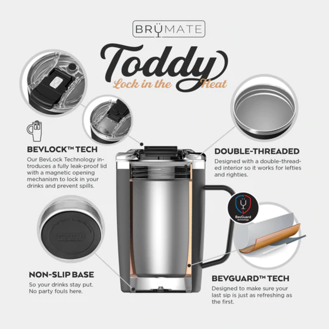 BrüMate TODDY, Triple-Insulated Tumbler, Stainless Steel Tea & Coffee Mug - 473mL/16oz